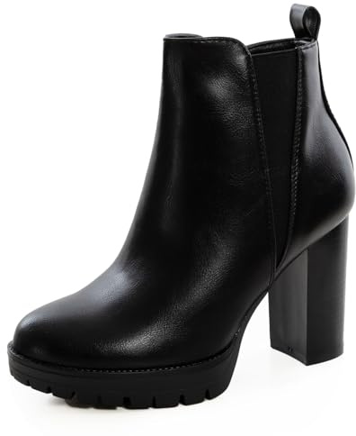 Toocool Stivaletti Donna alla Caviglia con Tacco Largo e Plateau Tronchetti Fascia Elastica Chelsea AX18686-11 [nero,38]