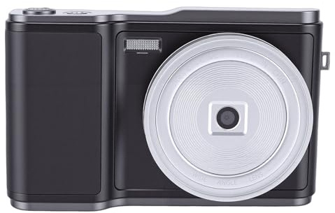 Akozon Cámara Digital 4K para Fotografía Cámara Vlog de 48MP con Enfoque Automático y Pantalla Abatible de 3 Pulgadas y 180 Grados de Viaje con Flash con Zoom de 18X Filtro (Black)