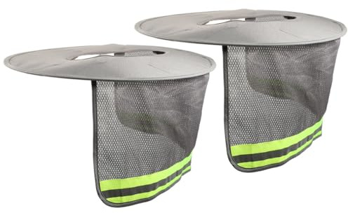 NULYLU Lot de 2 Couvre-Casques Pare-Soleil Respirants Gris, Protection Solaire Visière Réfléchissante pour Casque de Chantier, Protège Nuque et Cou, Accessoire Sécurité Extérieur