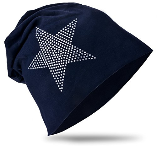 Miobo Kinder Slouch Beanie Mütze,Baumwolle,Strass Stern