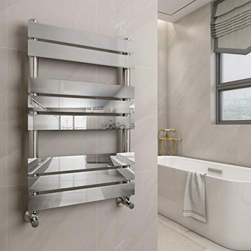 Warmehaus Minimalist Bathroom Flat Panel Heated Towel Rail Radiator Rad Chrome 800x500mm - Modern Central Heating Space Saving Radiators - Perfect for Bathrooms