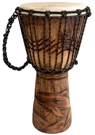 JIVE Djembe Drum African Bongo Congo Wood Drum Deep Carved Solid Mahogany Goat Skin Professional Quality 16 High (Dolphin)
