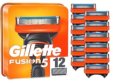 Gillette Fusion 5 Rasierklingen, 12 Ersatzklingen für Nassrasierer Herren mit 5-fach Klinge