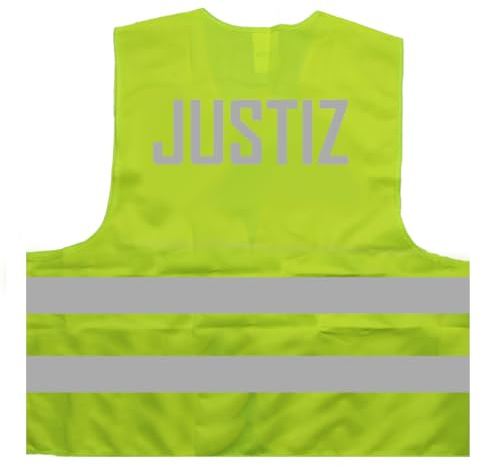 Warnweste - Signalweste - JUSTIZ - Warnweste mit reflektierendem Aufdruck - Größe L/XL, Gelb