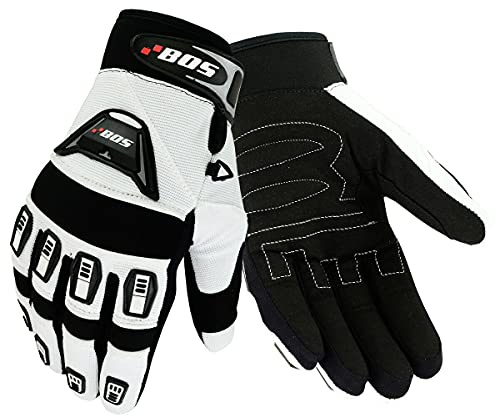 BOSmoto Motorradhandschuhe Fahrrad Sport Gloves Sommer Motorrad Handschuhe XS-3XL (Weiß, 3XL)