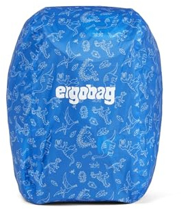 ergobag Regenschutz für Kindergartenrucksack Dinosaurier - Blau | Wasserdichter Regenschutz Mini mit Gummizug, Leuchtfarben und Reflektoren, passend nur für ergobag Mini Kindergartenrucksack