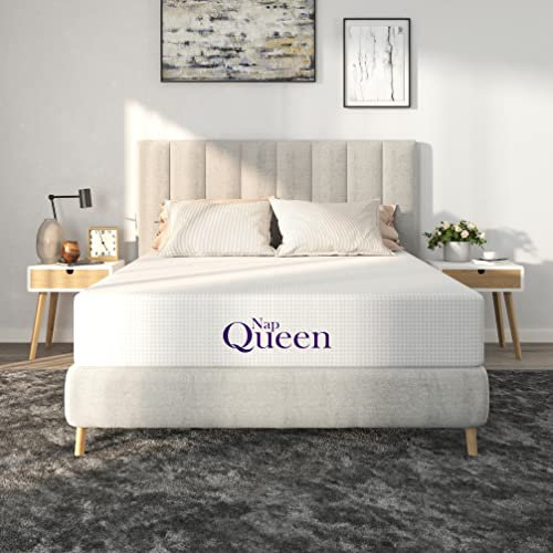 NapQueen 25,4 cm Queen-Size-Matratze, Bambuskohle-Matratze, Memory-Schaum-Matratze, Bett in einer Box, Weiß