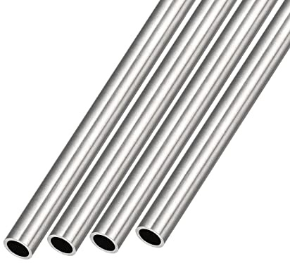 sourcing map 4stk 300mm Lange Edelstahlrohr 4mm AD 0,5mm Wandstärke Silber | Nahtloses Rohr Rostfrei Metallrohre Rund Präzisionsrohr Nahtlos Gerade Rohr für Zuhause Industrie Maschine Garten DIY Basteln
