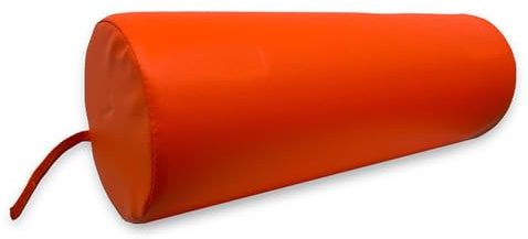QUIRUMED Cuscino a Rullo, 55 x 20 cm, Arancione, Similpelle, Ergonomico, Imbottito in Schiuma, per Yoga, Fitness, Massaggio