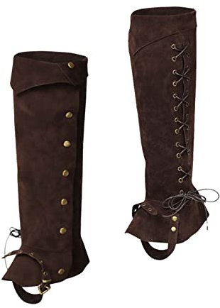 Dickly Mittelalterliche Gamaschen, Stiefelüberzüge, Beinschützer, Mode, langlebig, Piratenstiefelüberzüge, Schuhüberzug, Piratenstiefelüberzüge, BRAUN