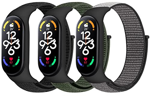Bcuckood Nylon Armband kompatibel mit Xiaomi Mi Band 7/6/5/4/3 /Amazfit Band 5, verstellbares atmungsaktives Sport Nylon Schlaufen Ersatzarmband für Xiaomi Mi Band 7 6 5 NFC für Männer und Frauen