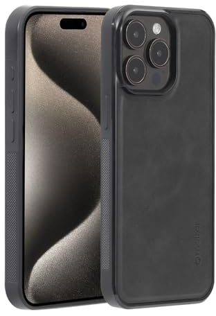 Molzar GripBig Series for iPhone 15 Pro Max Case, Built-in Metal Plate for Magnetic Mount, Works with Qi-certified Chargers, Compatible with iPhone 15 Pro Max, Black/Black