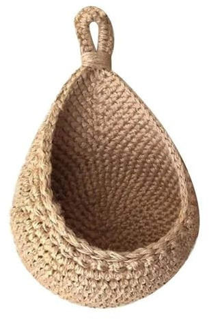 BBTISG Hanging Wall Basket Teardrop Hanging Baskets, Cotton-flax Vegetable Fruit Organizer Hanging Fruit Basket for Kitchen Storage, Living Room, Porch (22 * 27 * 15cm)