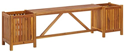 KTHLBRH Panca da Giardino con 2 Fioriere 150x30x40cm in Massello Acacia, Panche da Giardino, Panchine da Giardino, panchine da Esterno Per Giardino, Campeggio