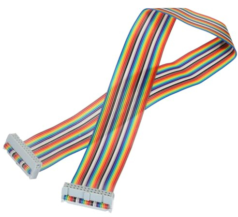 sourcing map 1 Pcs 26 Pin Flat Rainbow Ribbon Cable FC/FC Female Connector 1.64FT 2.54mm Pitch Breadboard Jumper Wires for Electronic Projects