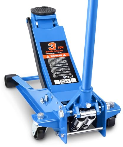 DNA Motoring Low Profile Hydraulic Trolley Service/Floor Jack, 3 Ton (6000 lbs) Capacity, Lifting Range 3-20, Blue, TOOLS-00475