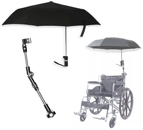 Ombrello per sedia a rotelle con supporto, supporto per tenda da sole per sedia a rotelle elettrica, antivento, eccentrico, staffa regolabile