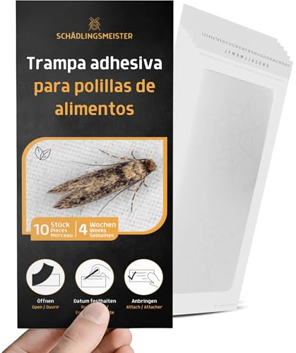 Mottenfalle Lebensmittel - 10 Stück Spar Set - Klebestreifen - Zur Bedarfskontrolle - Lebensmittelmotten Falle - Mittel gegen Motten - Mottenpapier - Anti Motten