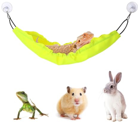 Gecko Lebensraum Terrarium Deko Hängematte Reptilien Hängepflanze Zubehör Dekor für Eidechsen, Schlangen, Leguan, Chamäleon aus Oxford-Gewebe (Gelb)