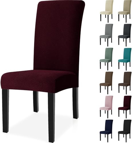 Ystyle Universal Stretch Stuhlhussen 2er Set, Rot | Stuhlbezug Elastisch Abnehmbarer, Hussen Für Stühle Waschbarer, Stuhlbezüge Chair Cover für Hotel Bankett Küche Restaurant