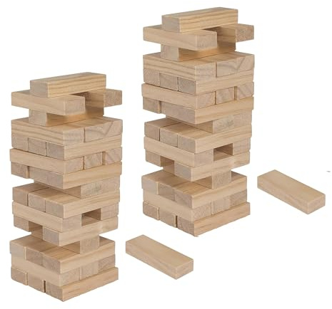 Lizzy 2 x Mini Tumble Tower | Wooden Tumbling Tower Stacking Game with 36 pieces | Board Games Fun Entertainment for Kids and Adults