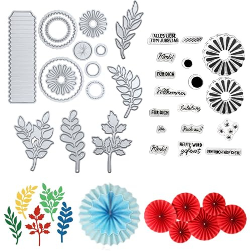 Zasvec Stanzschablonen Neuheiten 2024 - 14 Stück Stanzschablonen Set mit Leaf Metall Schneiden Schablonen Stempel Und Stanzen Set für DIY Scrapbooking