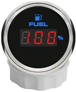 ELING Indicador digital de nivel de combustible de 52 mm, 0 – 190 ohmios, 240 – 33 ohmios, señal ajustable con retroiluminación de 8 colores, 12 V, 24 V, impermeable, para tractores, lanchas rápidas
