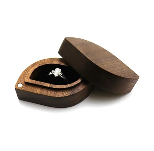 Boîte à Anneaux Petite boîte à bagues de fiançailles en bois fin unisexe, boîte à bagues plate for demande en mariage, mariage (bois de qualité supérieure) Boîte à Anneaux De Mariage(F19D11JJ102835-4)