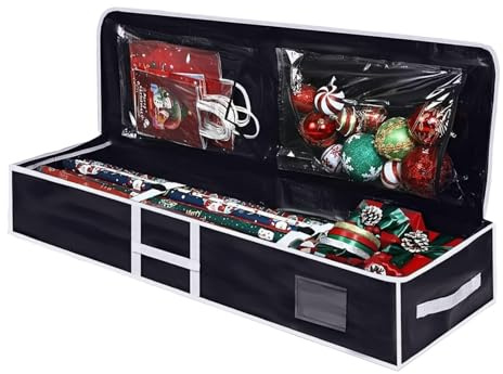 Geschenkpapier Aufbewahrung Organizer für Geschenkpapier Weihnachtskugel Aufbewahrung kleine Aufbewahrungstasche für Weihnachtsbäume Reißfest wasserdicht Aufbewahrung Geschenkpapierrollen(C)