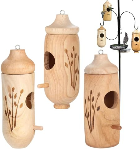 Nid d'oiseau bourdonnant, 3 x cabane de reproduction de colibri extérieur - Grotte de reproduction pour oiseaux pour jardin, balcon, véranda, tronc d'arbre