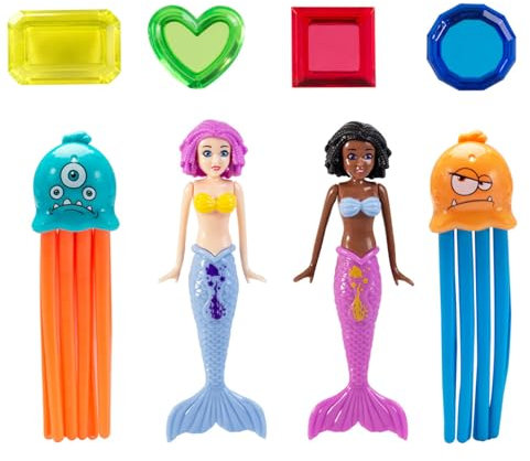 YAGE 8-Piece Mermaid & Jellyfish Pool Toy Set, Gravity Sinking Swimming Pool Toys for Kids - Colourful Diving Toy Ocean Crystal Underwater Training Games, Summer Pool Party Toys for Boys Girls、Gifts