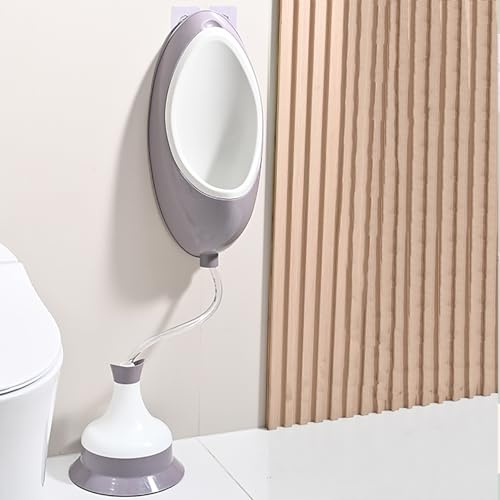 Wasserlose Urinale for Männer, Spritzwassergeschütztes Urinal mit Schlauch, Universelles, Auswaschbares Urinal aus Kunststoff Zur Wandmontage, Verstopfungssichere Urinale for den Außenbereich(Gray)