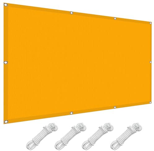 Vela Ombreggiante Rettangolare 3 x 4 m Impermeabile, Protezione Solare Anti UV Vele Ombreggianti Rettangolare Telo Parasole con Fune e Occhiellato, Anti-Età per Giardino, Balcone, Oro