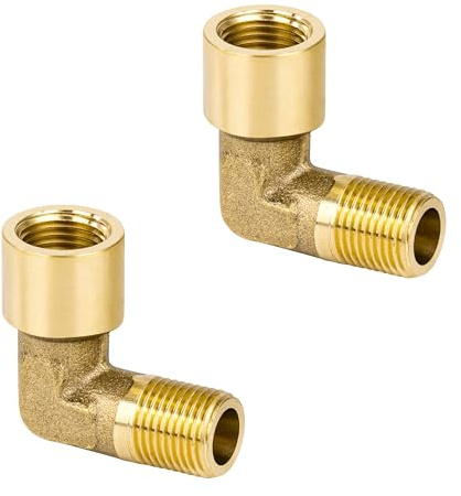 Conector de Tubo de Codo de Latón, 2 Piezas 1/8 Macho a 1/8 Hembra Rosca Accesorios de Tubería de Codo de 90 Grados para Agua, Conexión, Conversión
