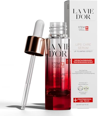 LA VIE D'OR Lip Care Siero da 20 ml, tecnologia a cellule staminali e complesso esosomico, cura delle labbra con effetto volumizzante, vegano, senza profumo