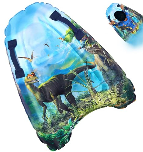 Surfbrett Aufblasbar, Hillylolly Kleine Luftmatratze Kinder mit Griffen, Schwimmbrett Aufblasbar Kinder, Bodyboards, Surfboard, Strandsurfen Pool Schwimmen Sommer Wasserspersport (Dinosaurier)