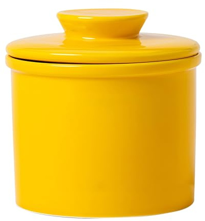 Mantequera de color sólido para mostrador con línea de agua, mantequillera con tapa, recipiente de mantequilla francesa para mostrador