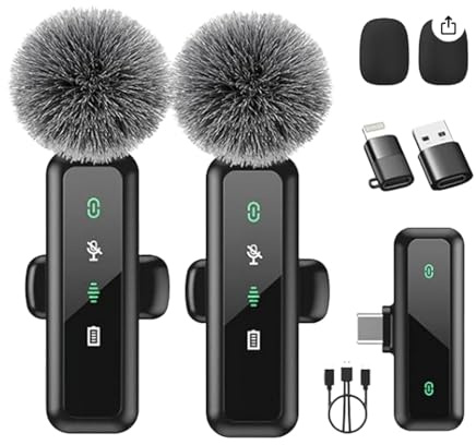 Tarqite Wireless Lavalier Microphone - LED Display & Noise Reduction, Plug & Play for iPhone, iPad, Android, PC Ideal for Video Recording, Podcasts, Live Streaming (Black)