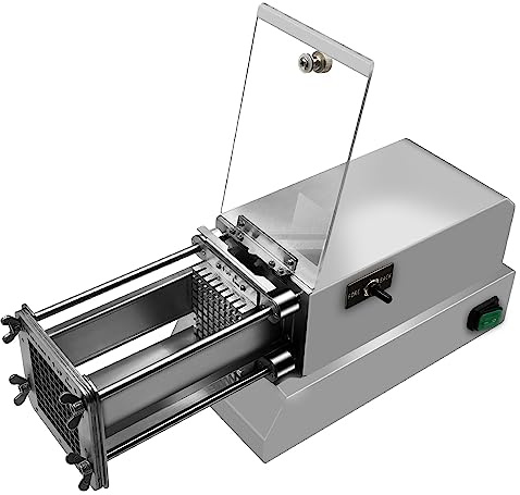 Tagliapatate Elettrico in Acciaio Inox con Lame da 8 mm, 10 mm, 12 mm - Affettatrice Professionale per Patatine Fritte, Patate, Carote, Mele - Ideale per Uso Domestico e Commerciale