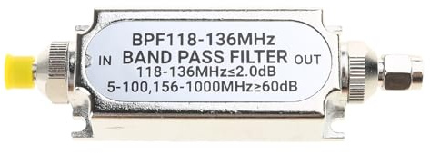 Geavonyg SMA BPF118 BPF118-136MHz Filtro Passa-Banda in Metallo Collegamento Facile per Filtro Passa- per Frequenza Aeronautica