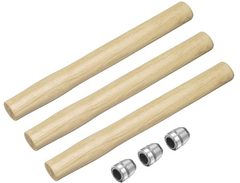 sourcing map 3pcs Wood Sledge Hammer Handle 12.2 Hammer Wooden Replacement Handles with Round Wedges for 4lb Round Octagonal Head Decking Framing Carpentry Construction DIY Sledge Axe Tools