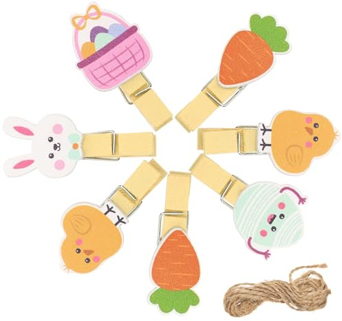 Happyyami 40 Pezzi Mollette per Foto in Legno a Forma di Coniglio, Piccole Mollette Pasquali per Decorazioni Murali e Lavoretti Creativi, Clip per Festa di Pasqua e Arredamento Casa