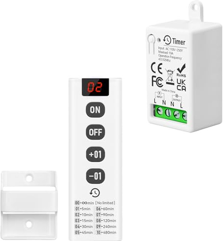 Tedeligo Kit Interruptor Luces Inalambrico, Módulo Receptor De Relé AC220V 2200W Con Modo Control Cuenta Regresiva De Diez Alcance De 50m Para Luces