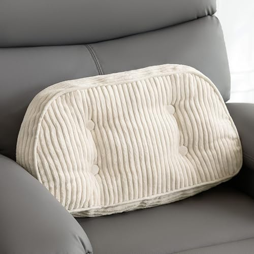 HIGOGOGO Tufted Corduroy Lumbar Support Pillow for Recliner Chair/Accent Chair/Couch/Office Chair, Back Support Cushion for Elderly, Recliner Cushions for Back Rest, Pain Relief, Reading, Beige