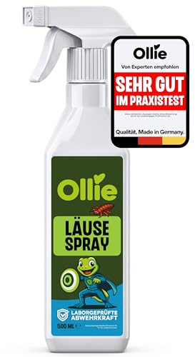 Ollie Läuse Abwehrspray für Textilien & Umgebung [500ml] effektives Läuse-Spray mit natürlichen Wirkstoffen - Läuse Umgebungsspray mit Sofortschutz gegen Läuse - mit dezentem Zitrusduft