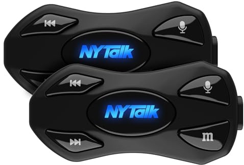 NYTALK N2 Intercom Moto Duo pour 2 Casques, 1000m Système de Communication | Kit Main Libre Moto Bluetooth 5.4, Multitâche Audio, Réduction de Bruit DSP/CVC, Partage de Musique, Batterie 1000mAh, IP67