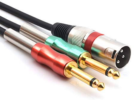 SiYear XLR to Dual 6.35mm 1/4 TS male Y Splitter Cable, Double Mono Male (1/4 inch) 6.35mm to XLR 3Pin Plug Stereo Microphone Audio Converter Adapter Cable(3.3Feet/1m)