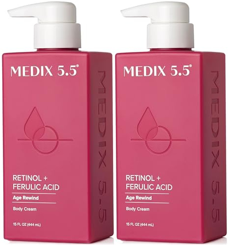 Medix 5.5 Retinol Body Lotion Firming Moisturizer | Crepey Skincare Treatment | Retinol Body Cream | Anti Aging Firming Cream For Women Targets Look Of Crepe Skin, Wrinkles, & Sagging Skin, 2-Pack