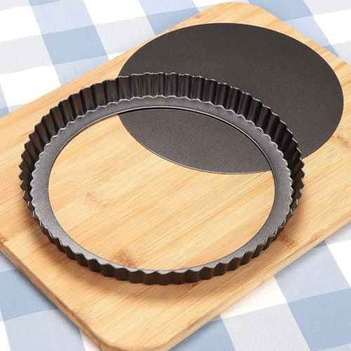 MGE - Stampo per torte con fondo rimovibile, piatto per quiche, stampo per torte rotondo, rivestimento antiaderente, stampo per torta, diametro 22 cm