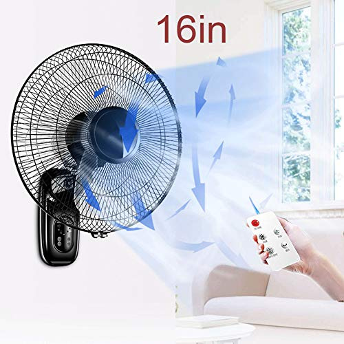 HLILY Ventilatore da Muro 16 Pollici/Telecomando E 7,5 H Timer,Ventola Oscillante Casa 60W,3 velocità,Ventilatore da Parete in Metallo per Ufficio Commerciale Dormitorio (43cm Muto)